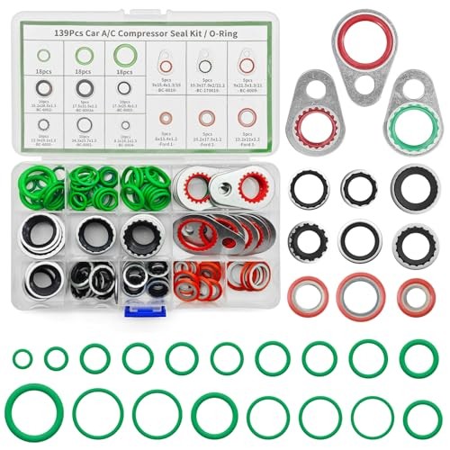 139PCS AC O Ring Kit, O Ring Assortment Kit, Automotive Replacement Air