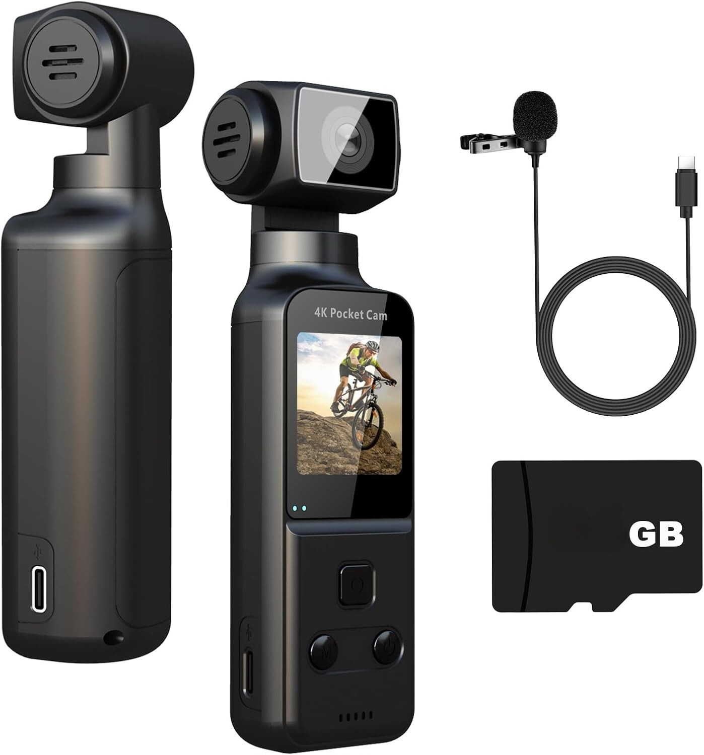 4K Body Camera with External Microphone, Mini Video & Audio Pocket Cam 270° Rota