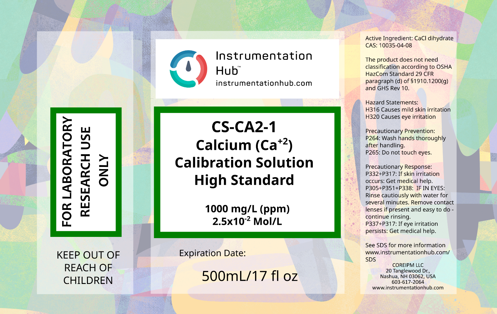 INSTRUMENTATIONHUB Calcium (Ca+2) ISE Calibration Solution Set 2x(17floz/500mL)