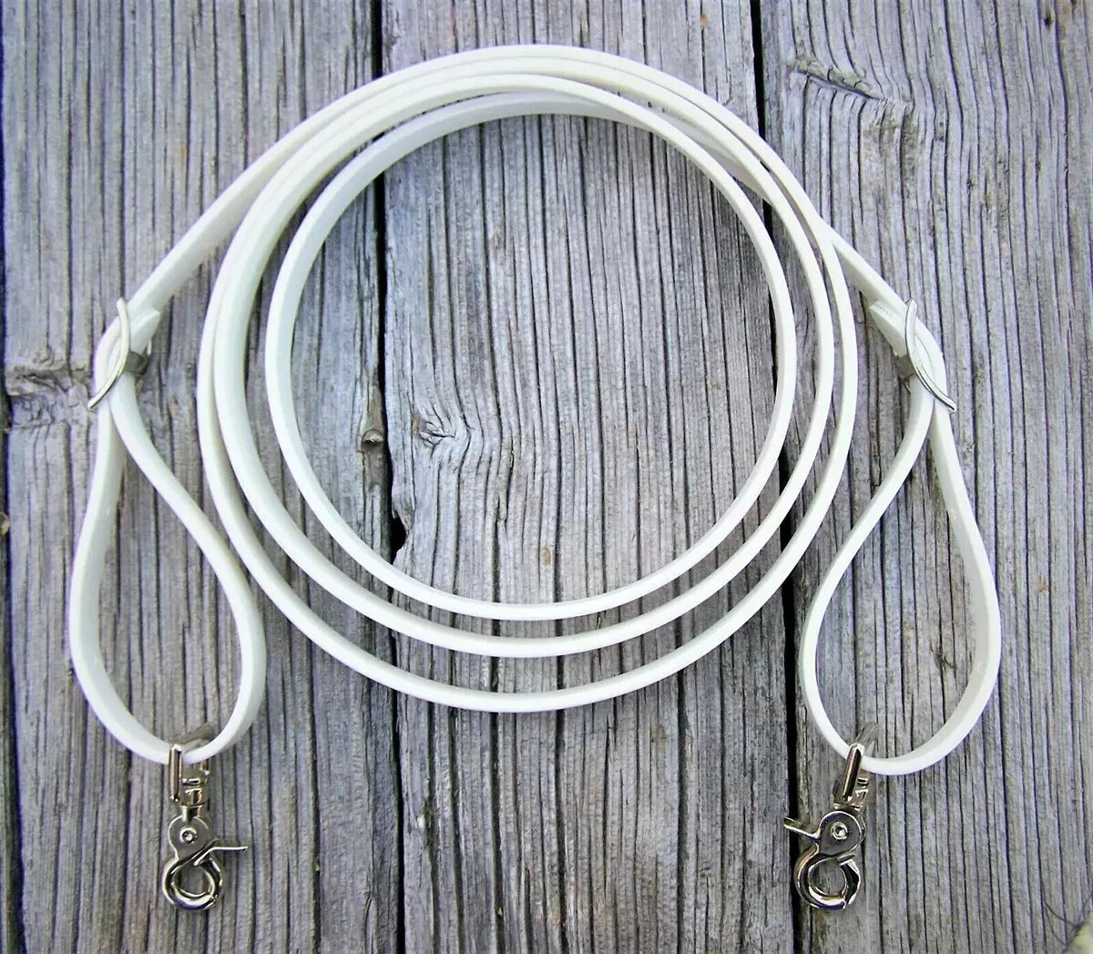 6', 8', 9' Reins Loop WHITE Bio-thane Rein Barrel Roping Contest Single 3/4"