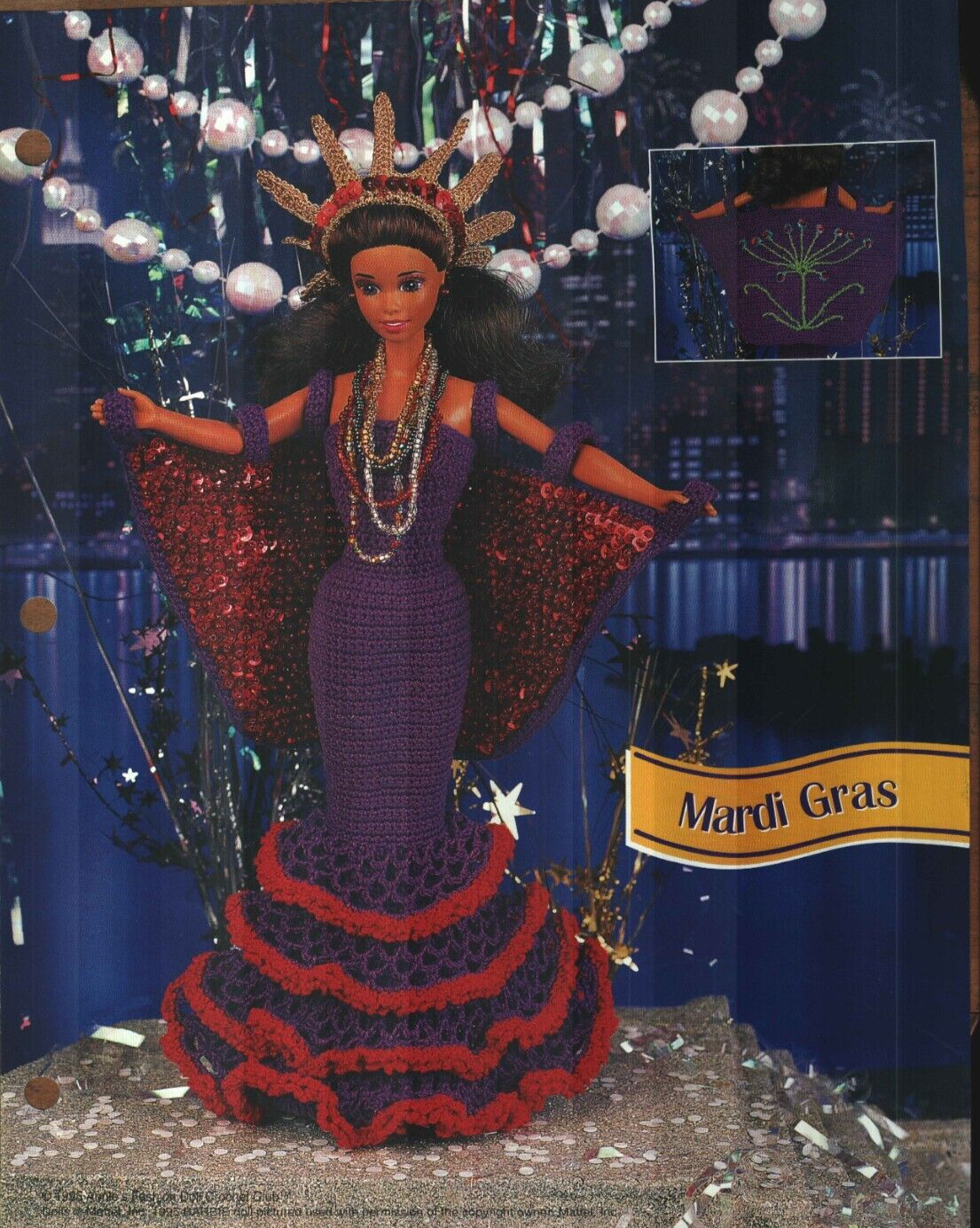 NEW MARDI GRAS DRESS FASHION DOLL ANNIE'S CROCHET PATTERN INSTRUCTIONS