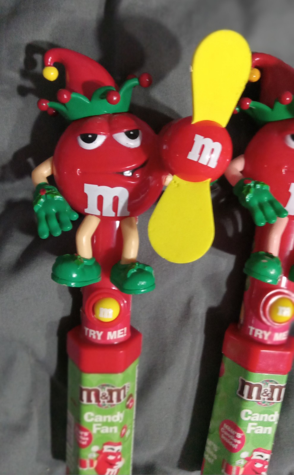 TWO-M&Ms Christmas Red Character Candy Fan Dispenser Without Candy