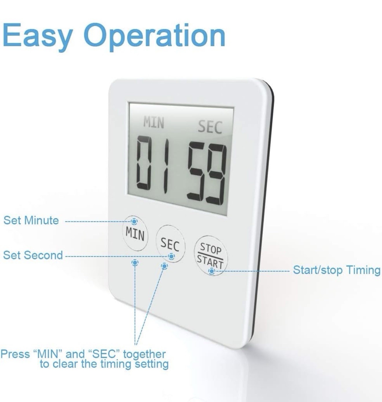 3 Pieces Ultra Slim Digital Kitchen Timer with Magnet Back
