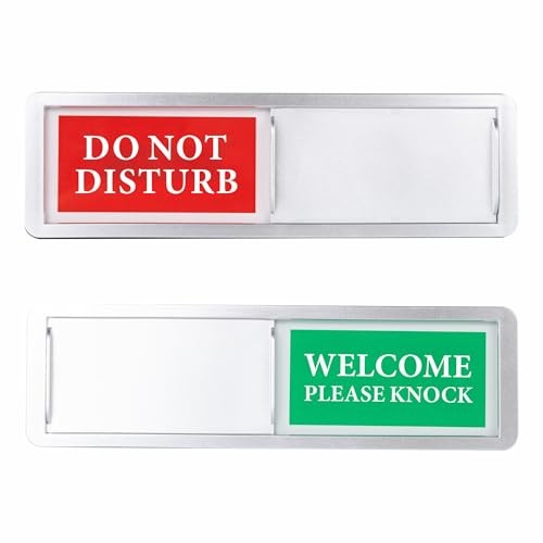 Do Not Disturb/Welcome Door Sign, Sliding Privacy Silver Do Not Disturb