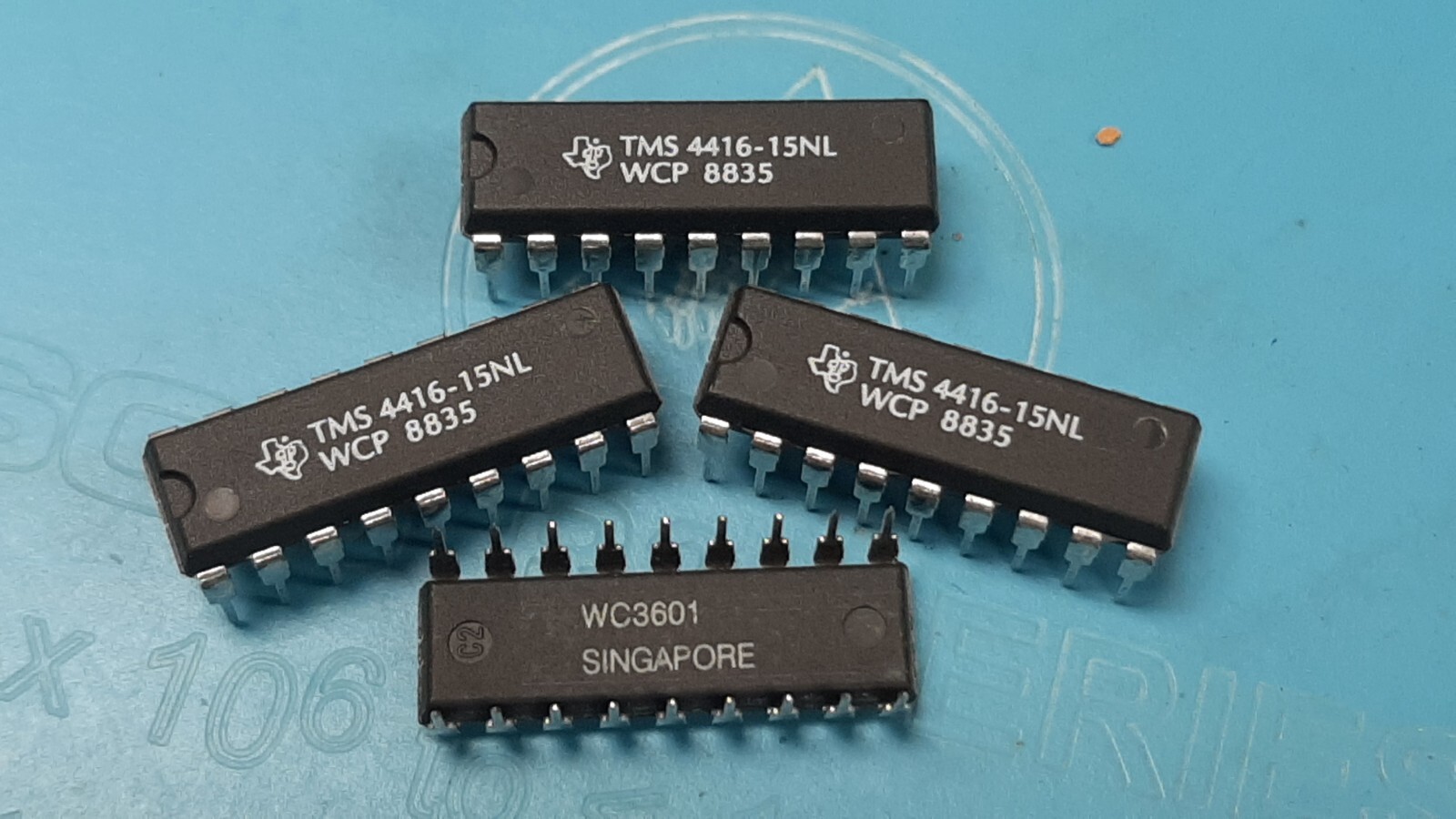 ( 4 PCS )Texas Instruments TMS4416-15NL ( DATE CODE 8445 OR 8835 MAY BE SENT )