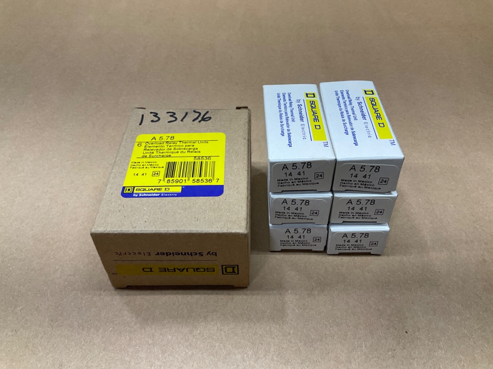 BOX OF 6 SQUARE D OVERLOAD RELAY THERMAL UNIT A5.78 A578 #65E20*IAC