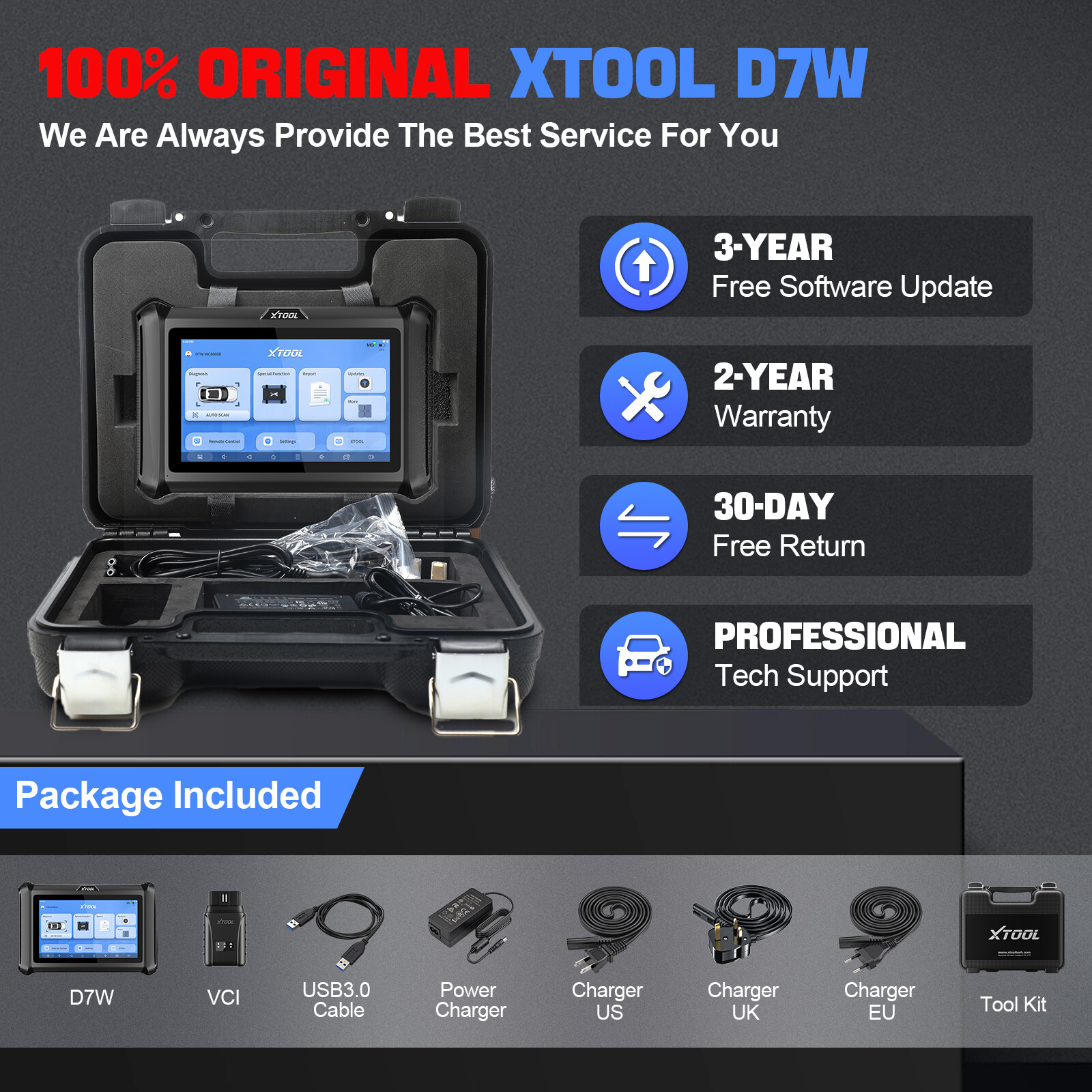 XTOOL D7W WIFI Wireless Auto Diagnostic Scan Tool Full System E.CU Coding DoIP