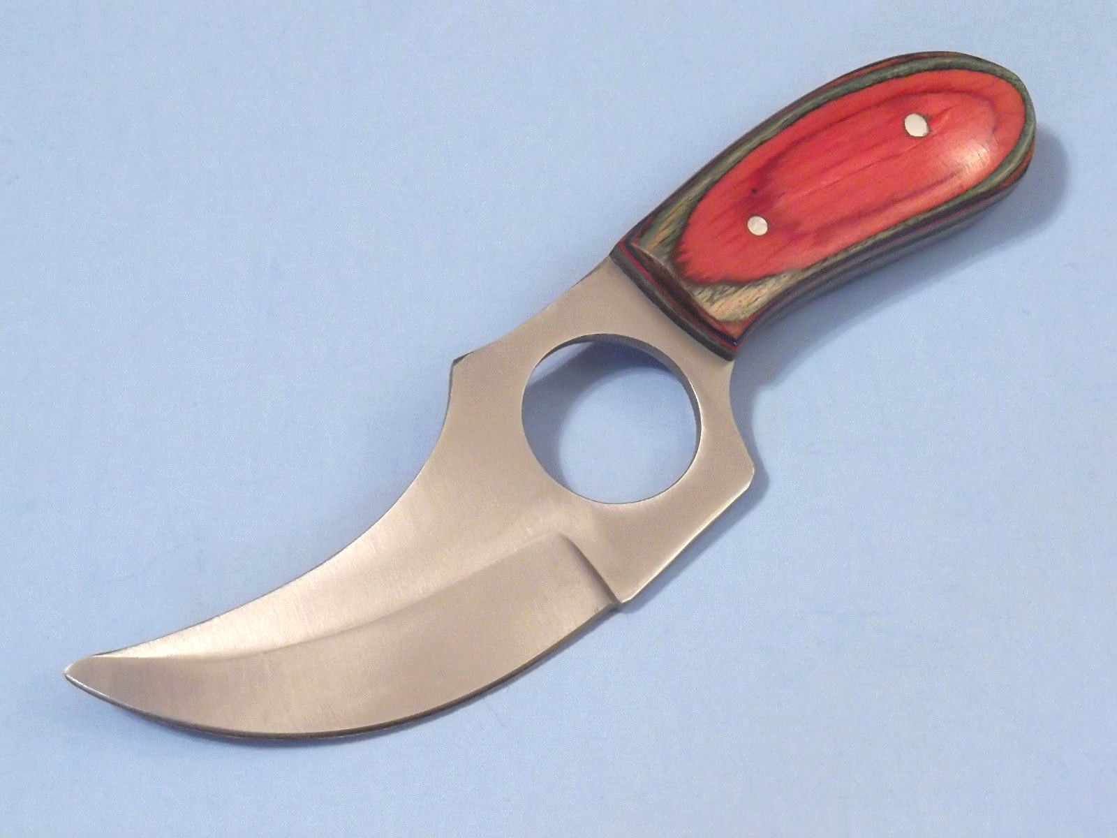 SHORT SKINNER 202989MC Multi-color wood finger hole full tang knife PA2989 NEW!