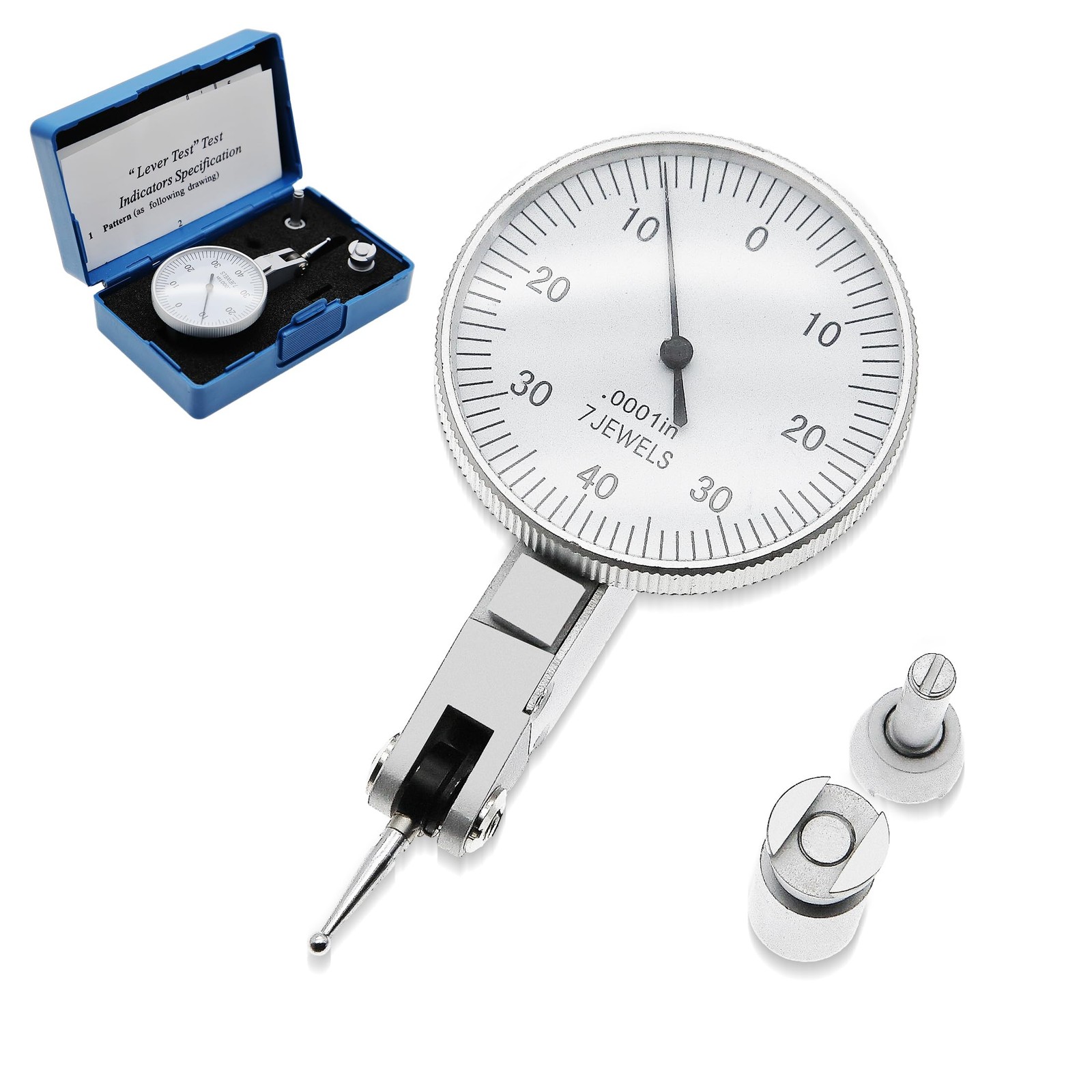 0.0001" Dial Indicator Brass Test Indicator with 7 Jewels Bearings Accuracy 0...