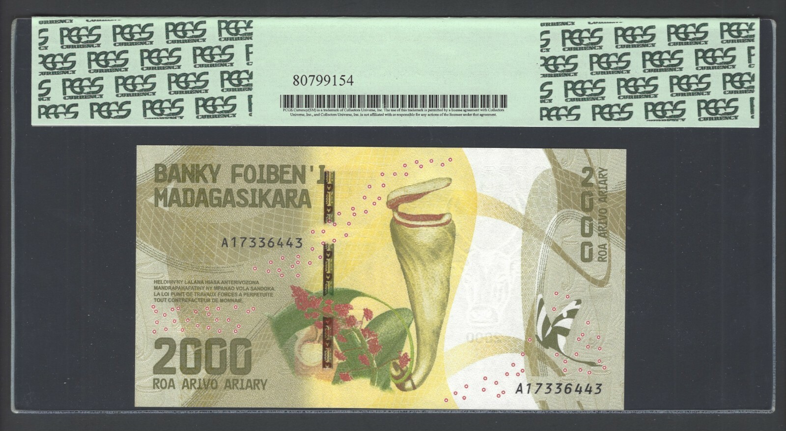 Madagascar 2000 Ariary ND(2017) P101 Uncirculated Grade 70