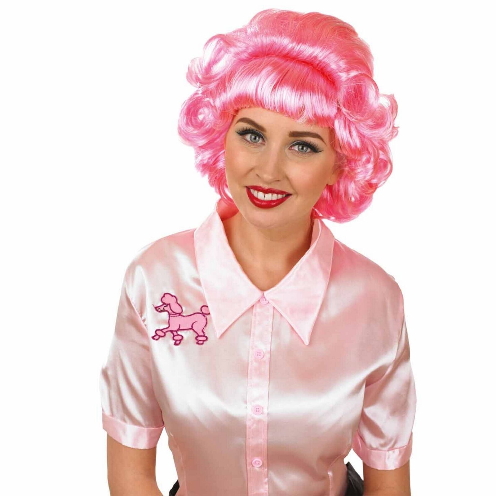 Womens 50s Movie Pink Sweetheart Wig for Ladies Poodle Frenchy Costume Halloween