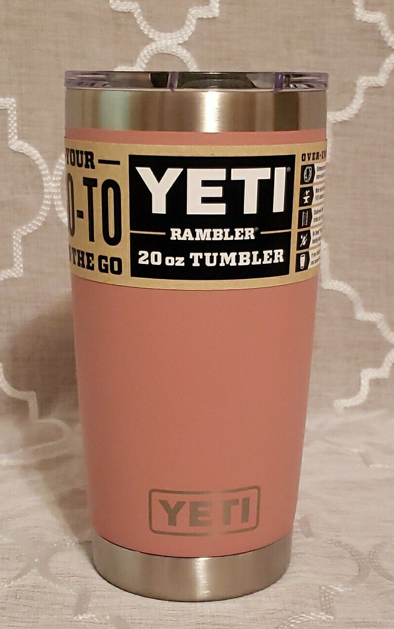 Yeti Rambler 20 oz Tumbler - SANDSTONE PINK with Black Magslider Lid - NEW