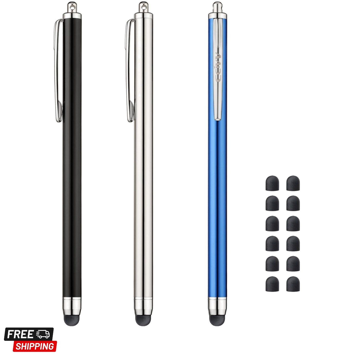3 Pcs Stylus Pens for Touch Screens [0.24 inch Tip Series], 12 Extra Replacea...