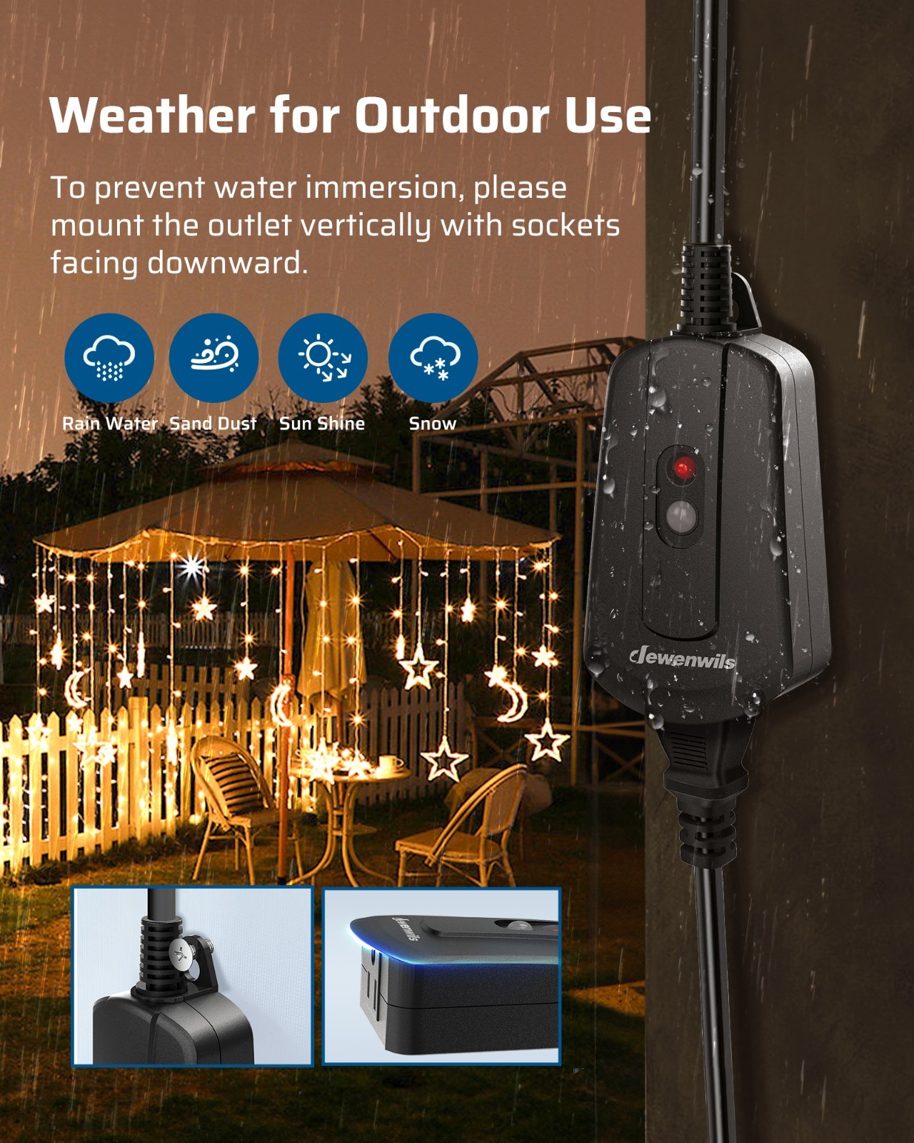 DEWENWILS Outdoor Wireless Remote Control Outlet, Remote Controlled Light Switch
