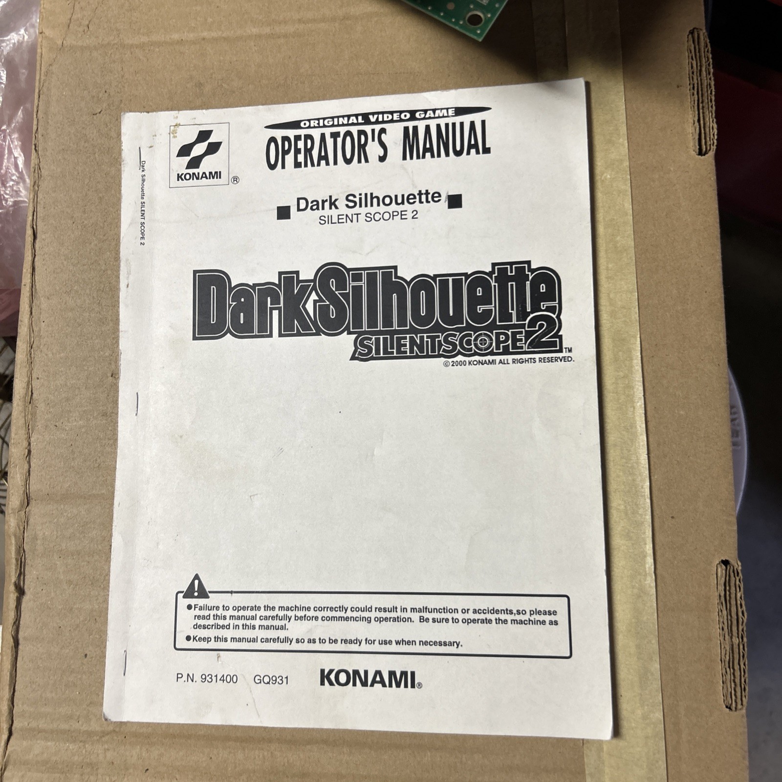 original  arcade video game manual Dark silhouette silent  scope 2  Konami￼