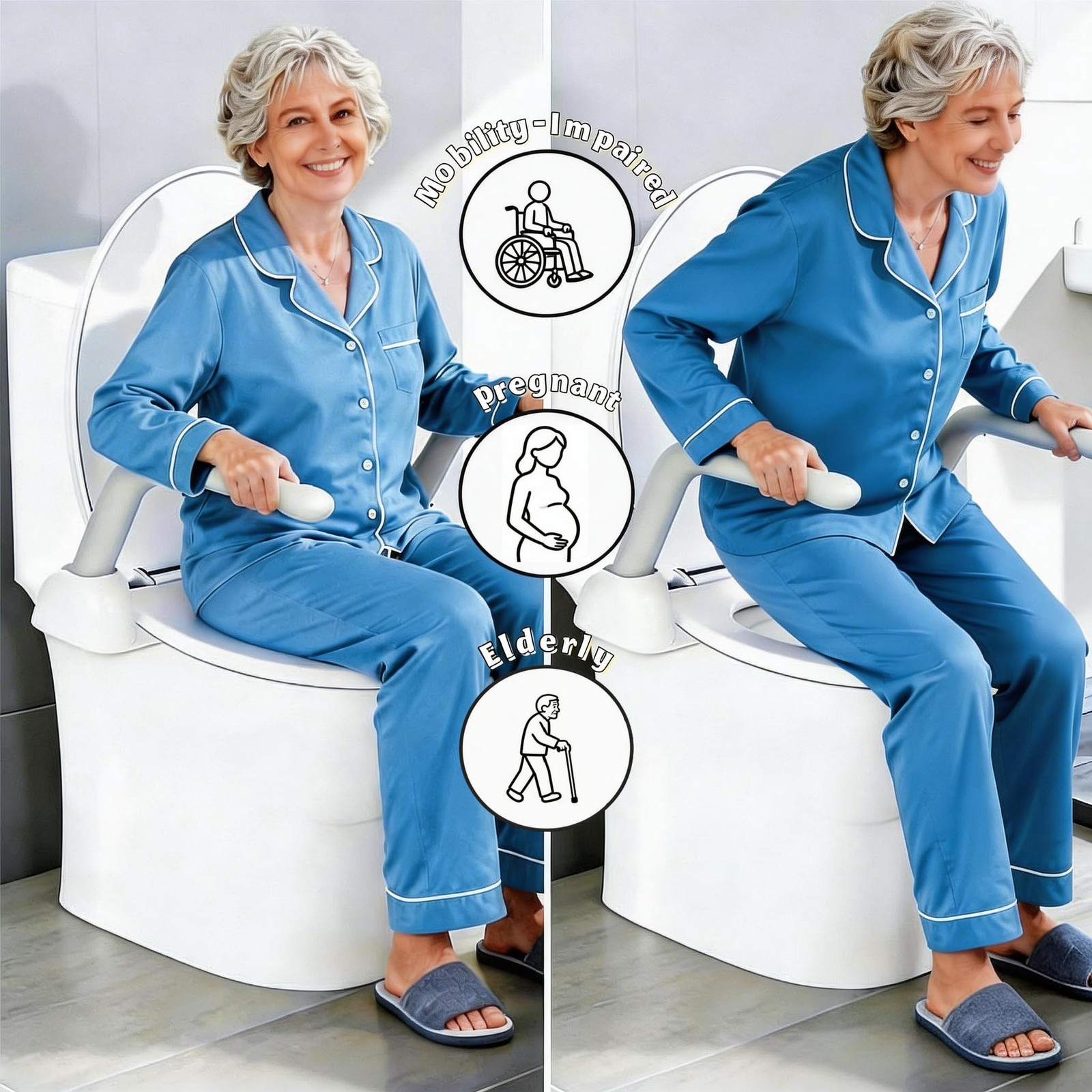Toilet Safety Rails Handicap Seat Handles Elderly Disabled Mobility Issues Easy