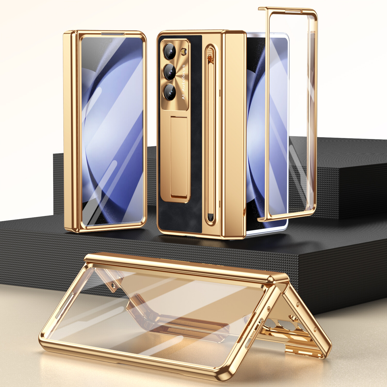 Hinge Stand Case for Samsung Galaxy Z Fold6 5 4 with Screen Protector + Stylus