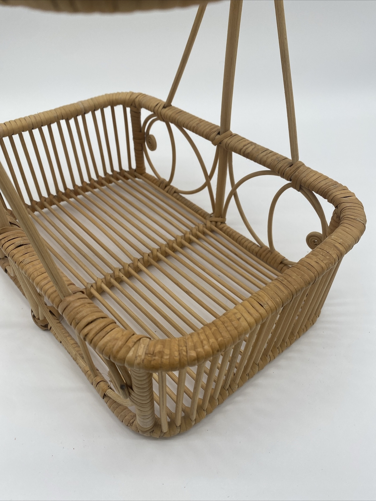 Vintage Wicker Rattan Drink Caddy Basket