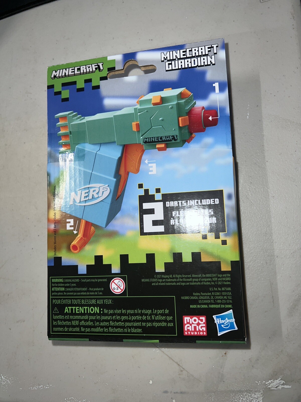 NERF MicroShots Minecraft Guardian Blaster 2 Official Elite Darts Priming Handle