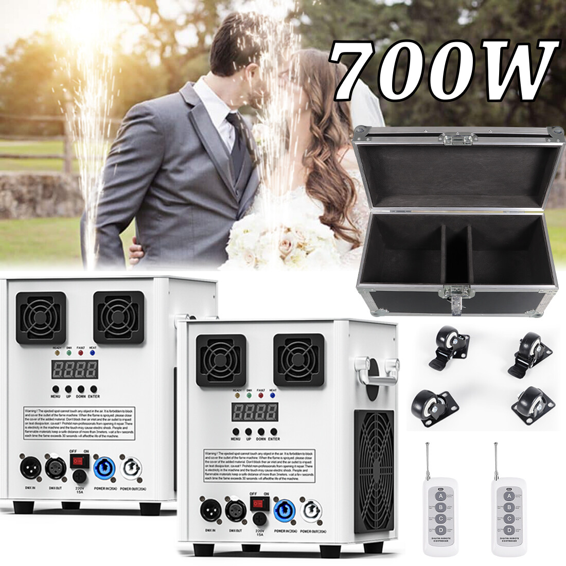 700W Cold Spark Machine Stage Effect DMX Firework Machine Wedding & Flight Case