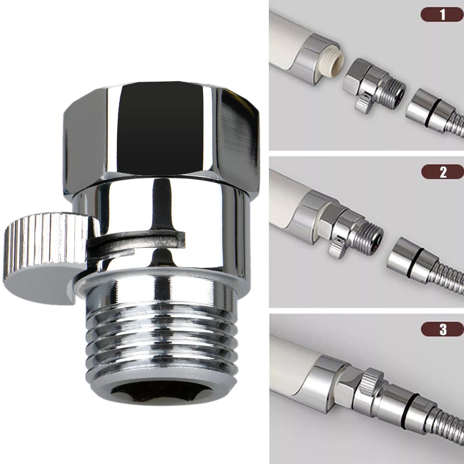 Silver Quick Control Adapter 1pcs Shower Shut-Off Valve Brass Water Saving