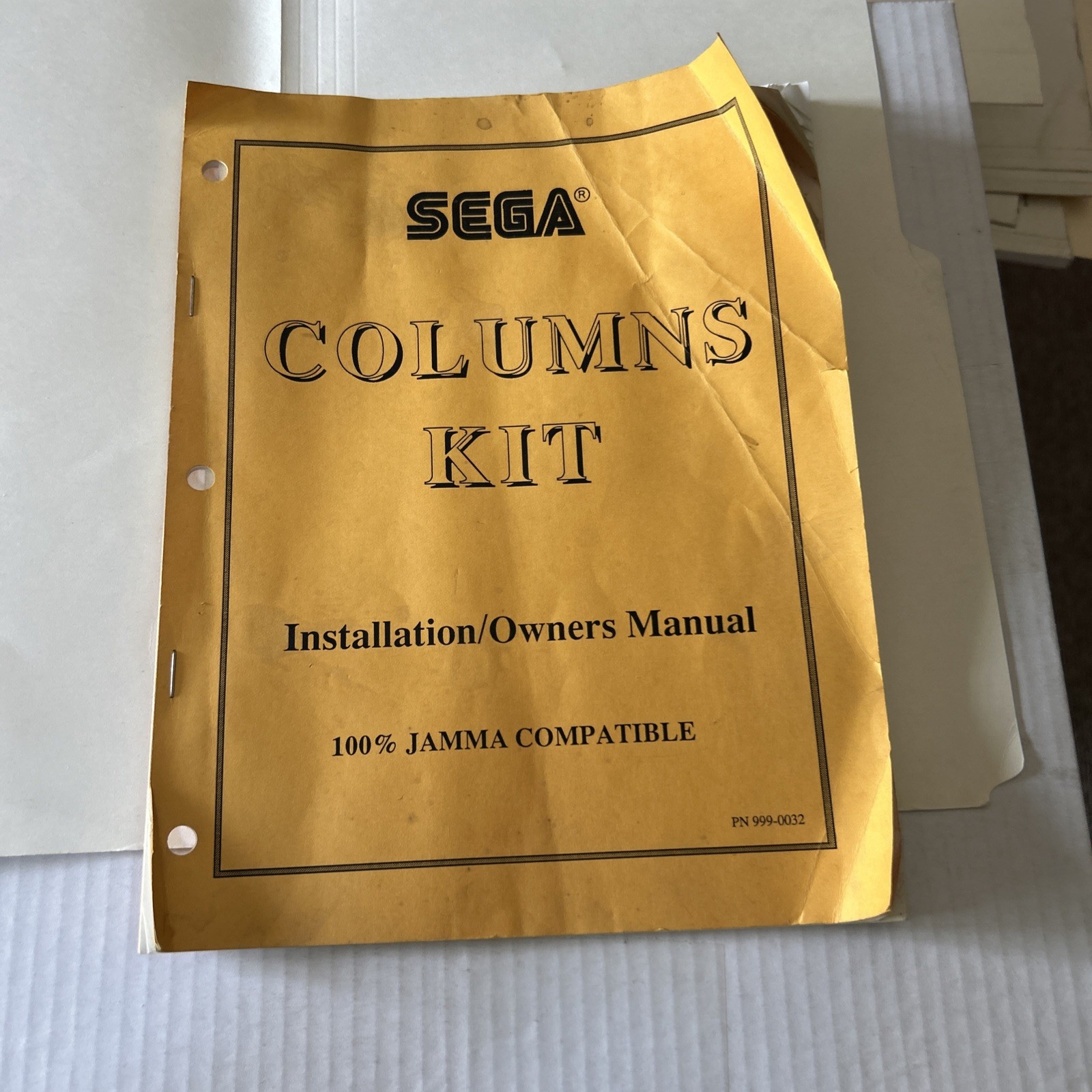 original Factory Columns Kit Sega  vintage arcade video  game manual
