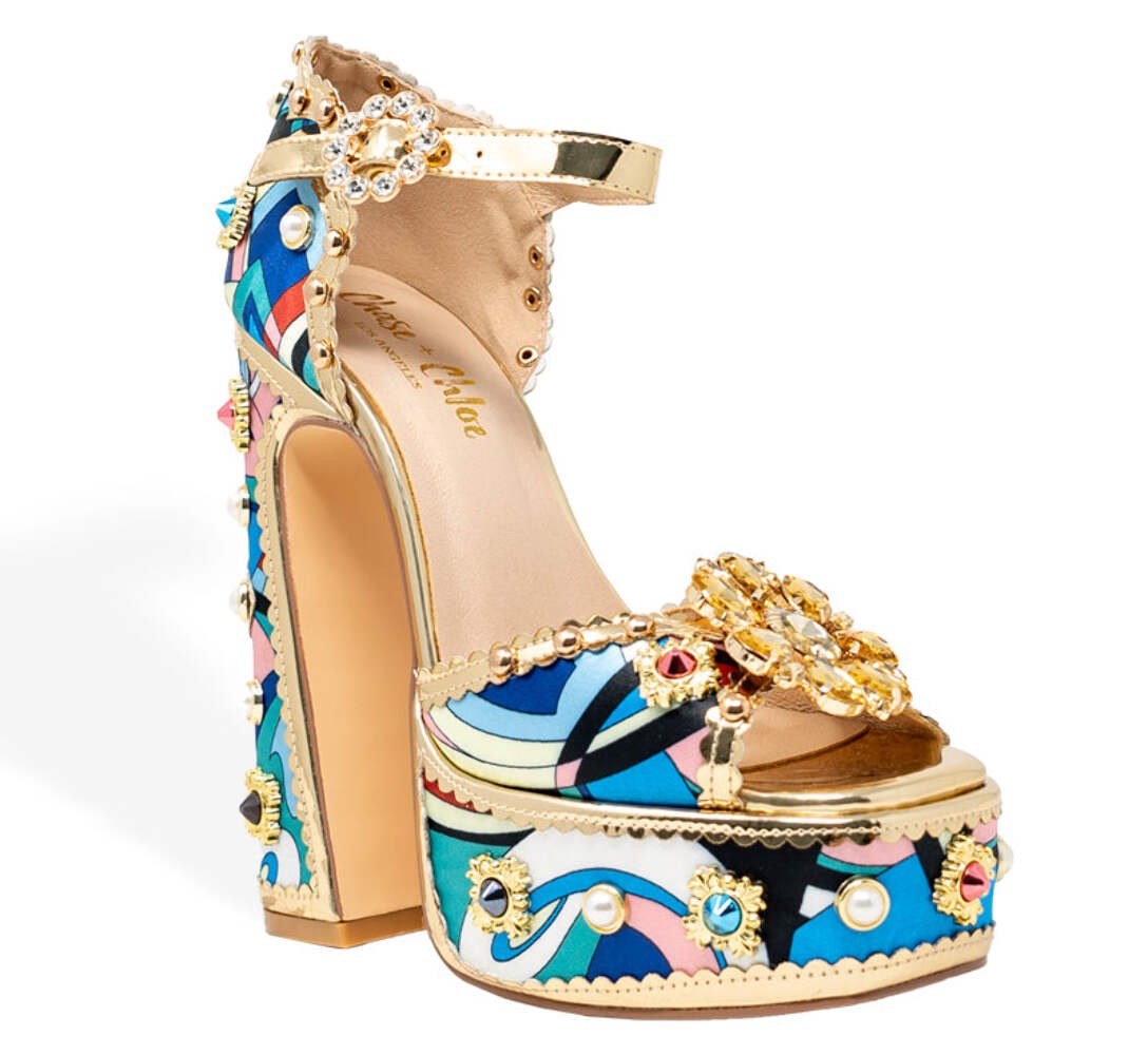 Women's Royal-1 Dazzling Multi Color Jeweled Sandals Platform Chunky Block High