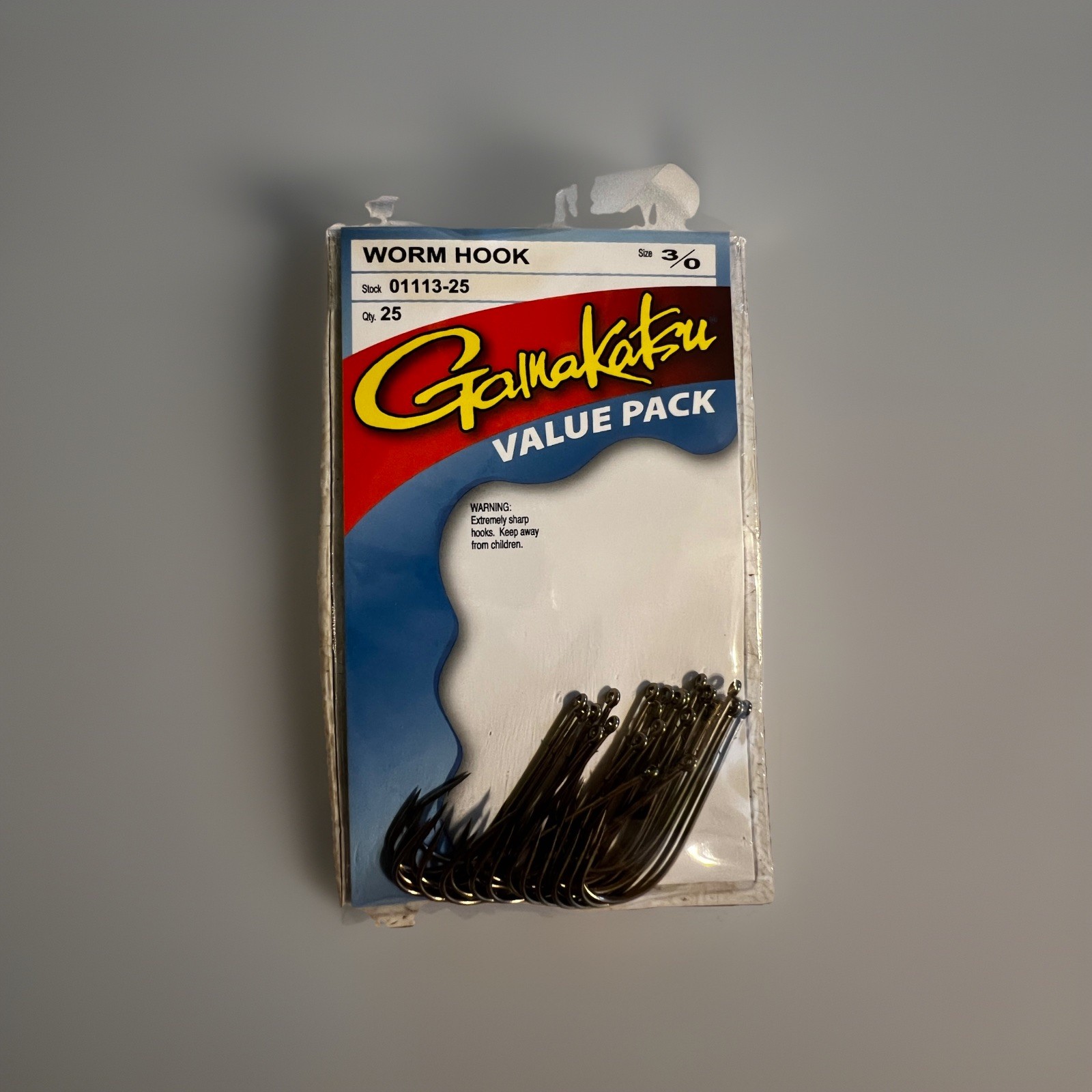 Gamakatsu 3/0 Straight Shank Barbed Worm Hook 3/0 Qty 25 Pack