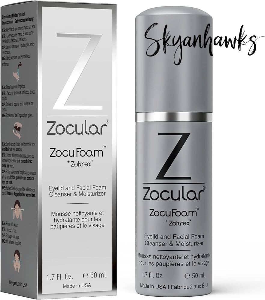 Zocular ZocuFoam,Zokrex Eyelid & Facial Foam Cleanser & Moisturizer Eyelid 1.7Oz
