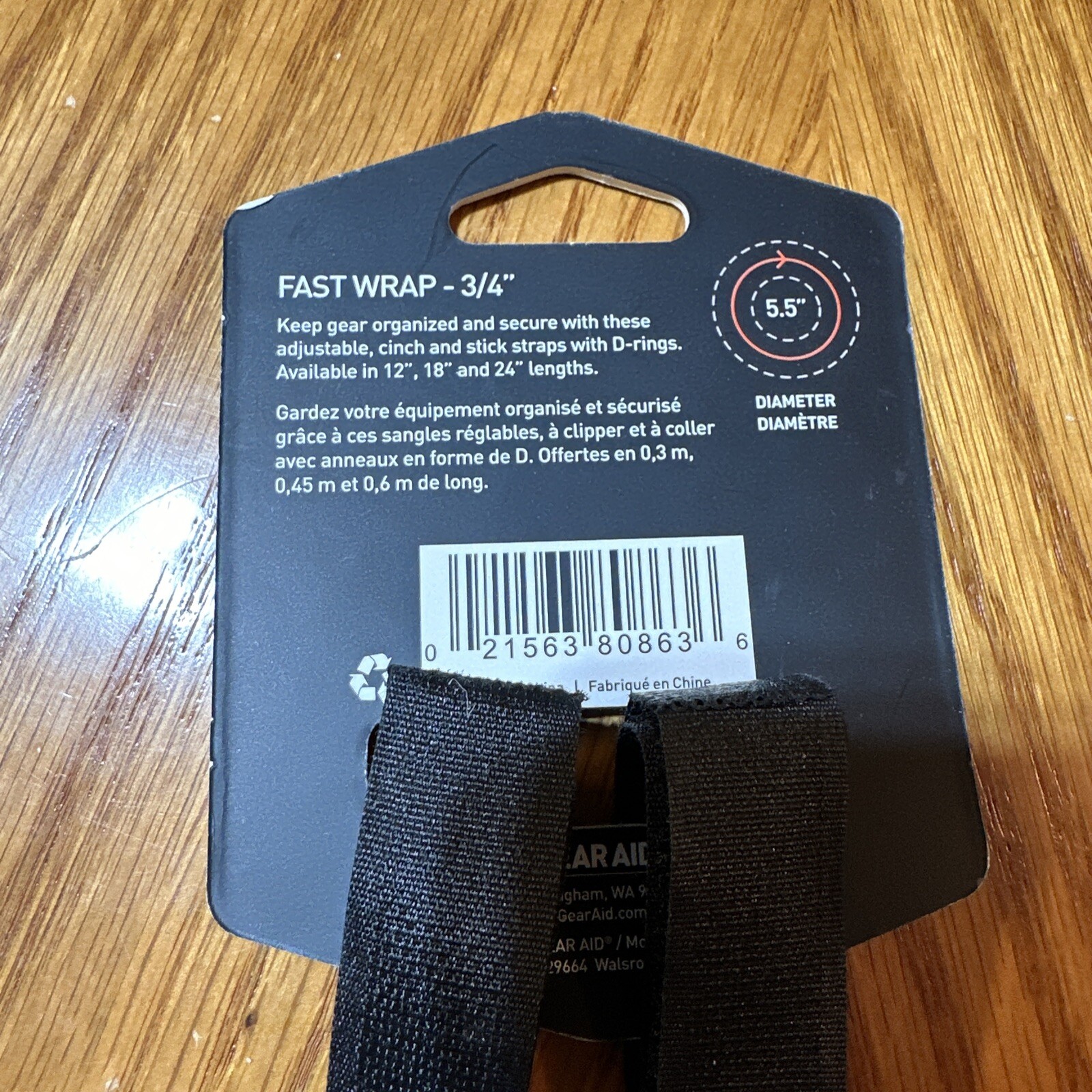 Gear Aid 3/4" Wide Fast Wrap Gear Organizing Strap Black 2-Pack 18”