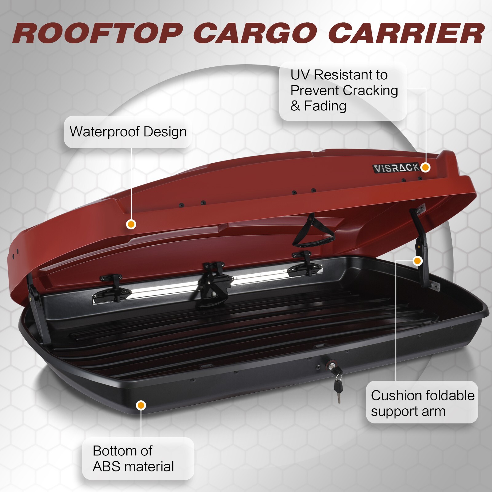 15 Cubic Feet Car Top Cargo Carrier Vehicle Roof Mount Luggage Storage Box