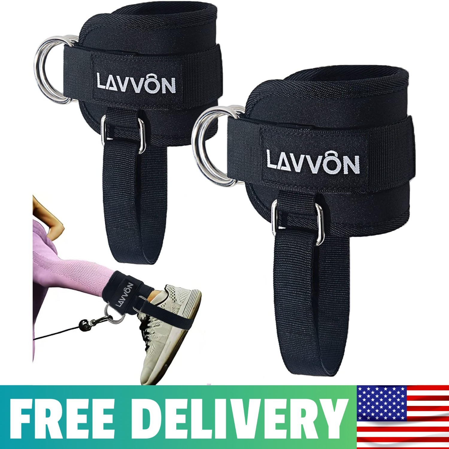 Ankle Straps For Cable Machines Kickbacks - Glute Workout Cuffs Padded | Adjusta