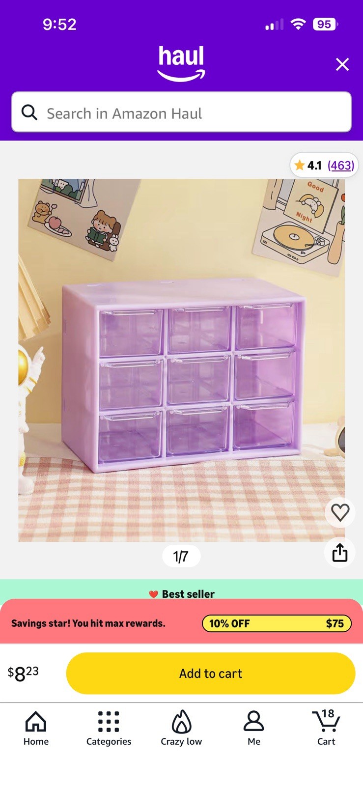 Organizer Plastic Box With 9 Storage Dry for Crafts, Jewelry, Collecting