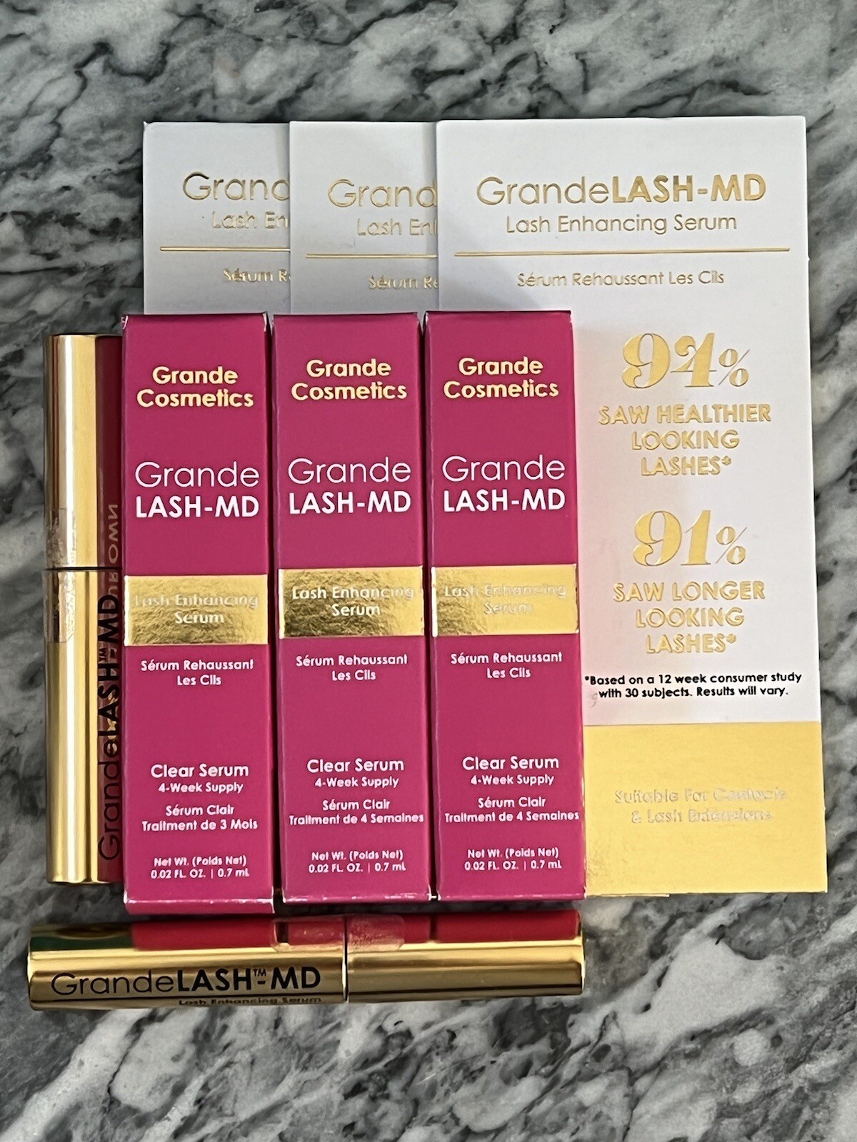 5x GrandeLASH MD Lash Enhancing Serum Travel Size .02oz/.7ml x 5= .10oz/3+months