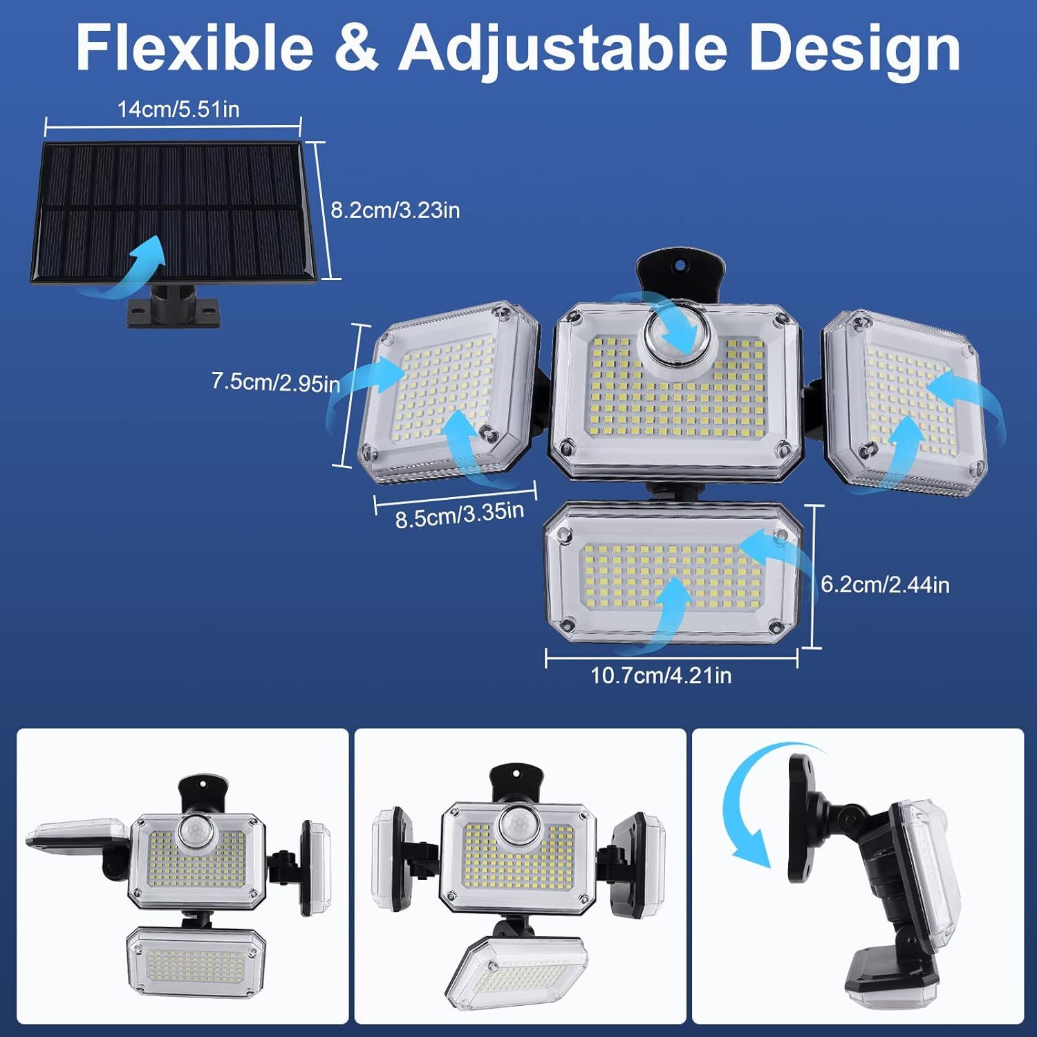 333 LED Solar Lights Outdoor 3000LM Waterproof Motion Sensor Security Wall Lamp