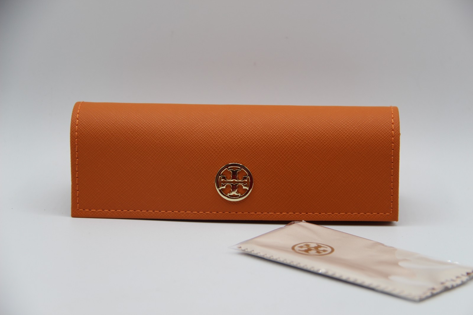 NEW TORY BURCH ORANGE SMALL AUTHENTIC EYEGLASSES CASE W/CLOTH