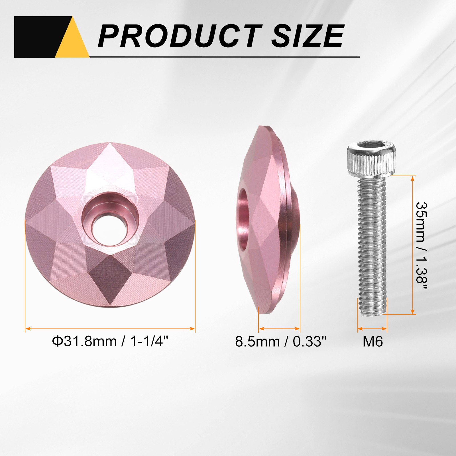 Bicycle Headset Stem Top Cap 1-1/4" OD with M6 Bolt Pink