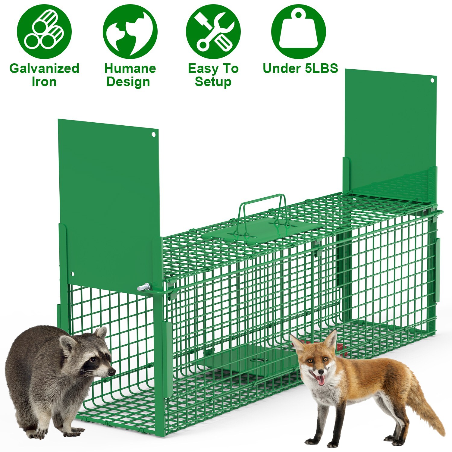 Live Animal Cage Trap Heavy Duty Folding Raccoon Humane Cat Trap Outdoor Indoor