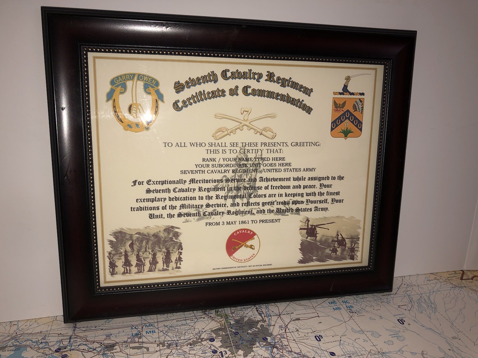 7TH U.S. CAVALRY REGIMENT / COMMEMORATIVE - CERTIFICATE OF COMMENDATION