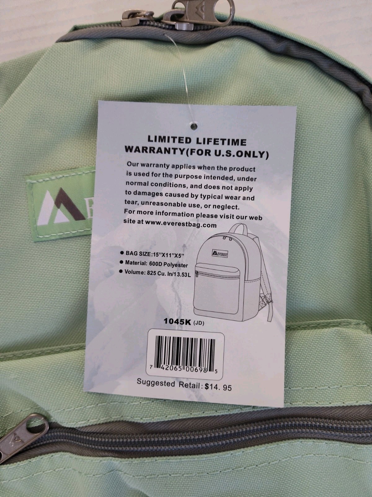 Everest Basic Backpack Jade Green Sports Travel School Work
