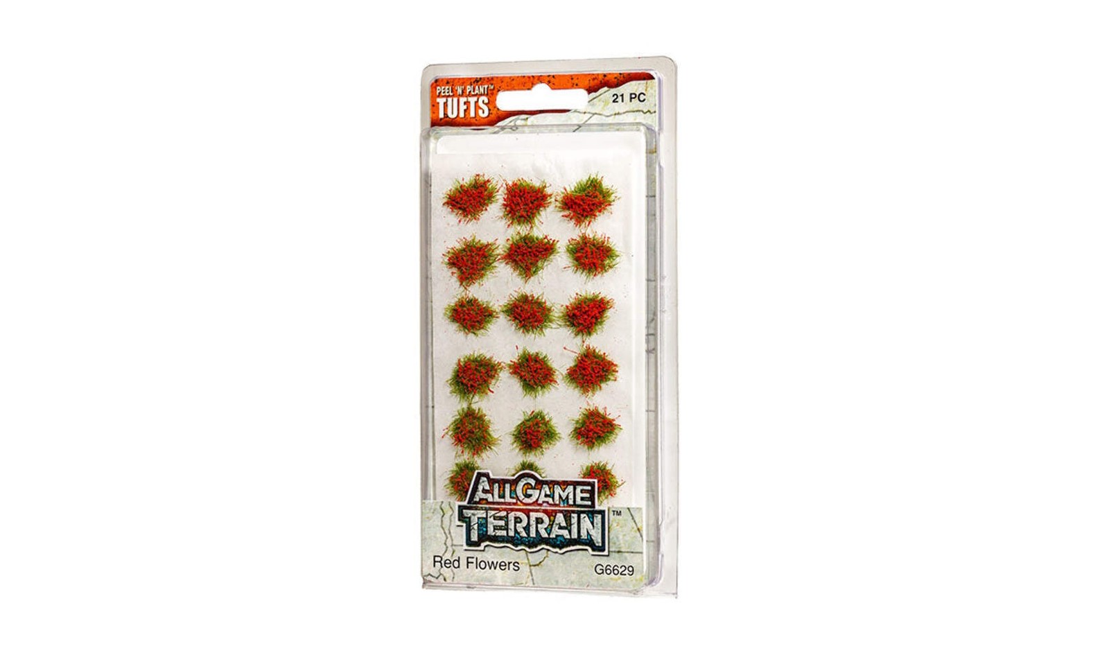 Woodland Scenics All Game Terrain Peel 'n' Plant Tufts Red Flowers