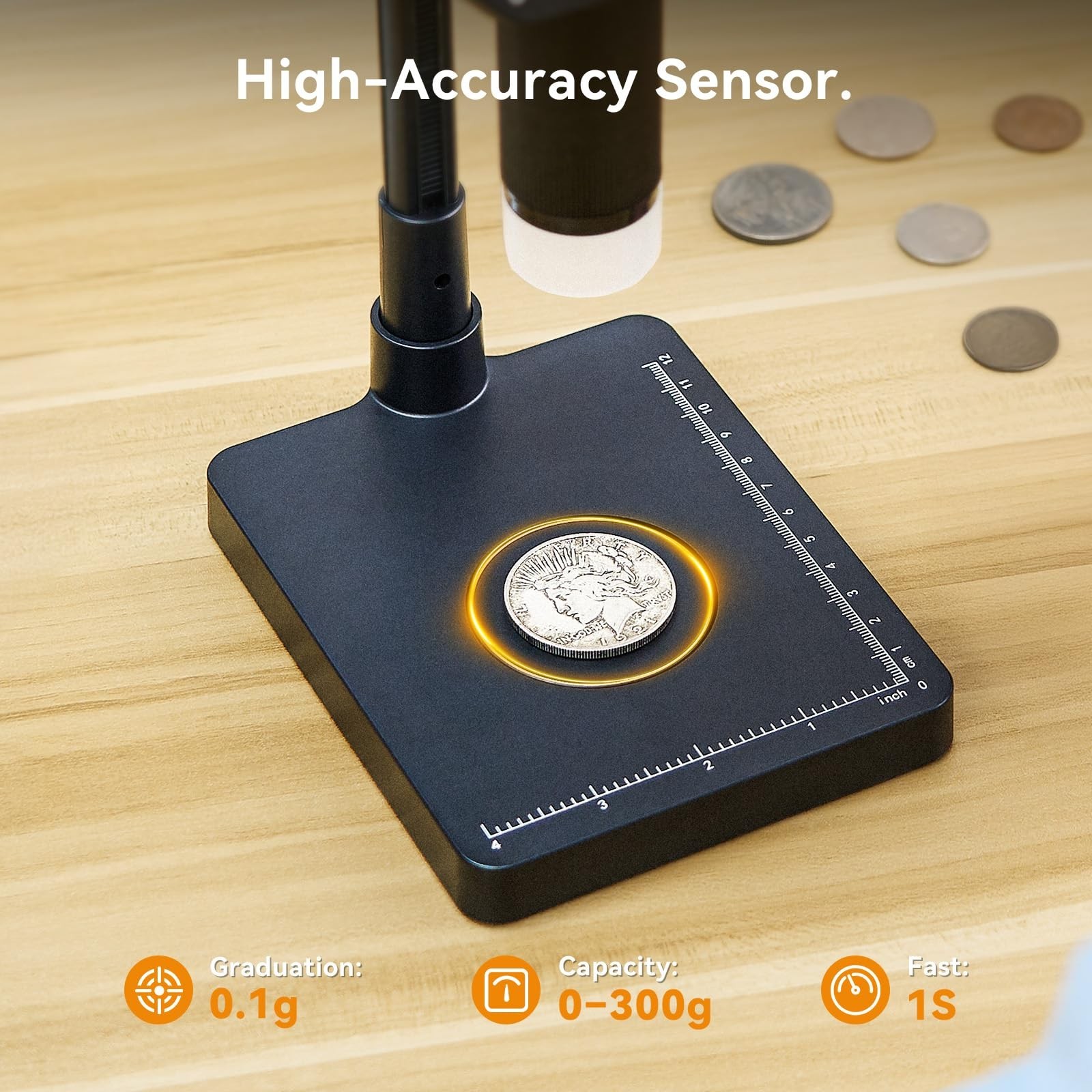 Elikliv EDM4C Coin Microscope with Scale：4.3" Digital Microscope with Adj