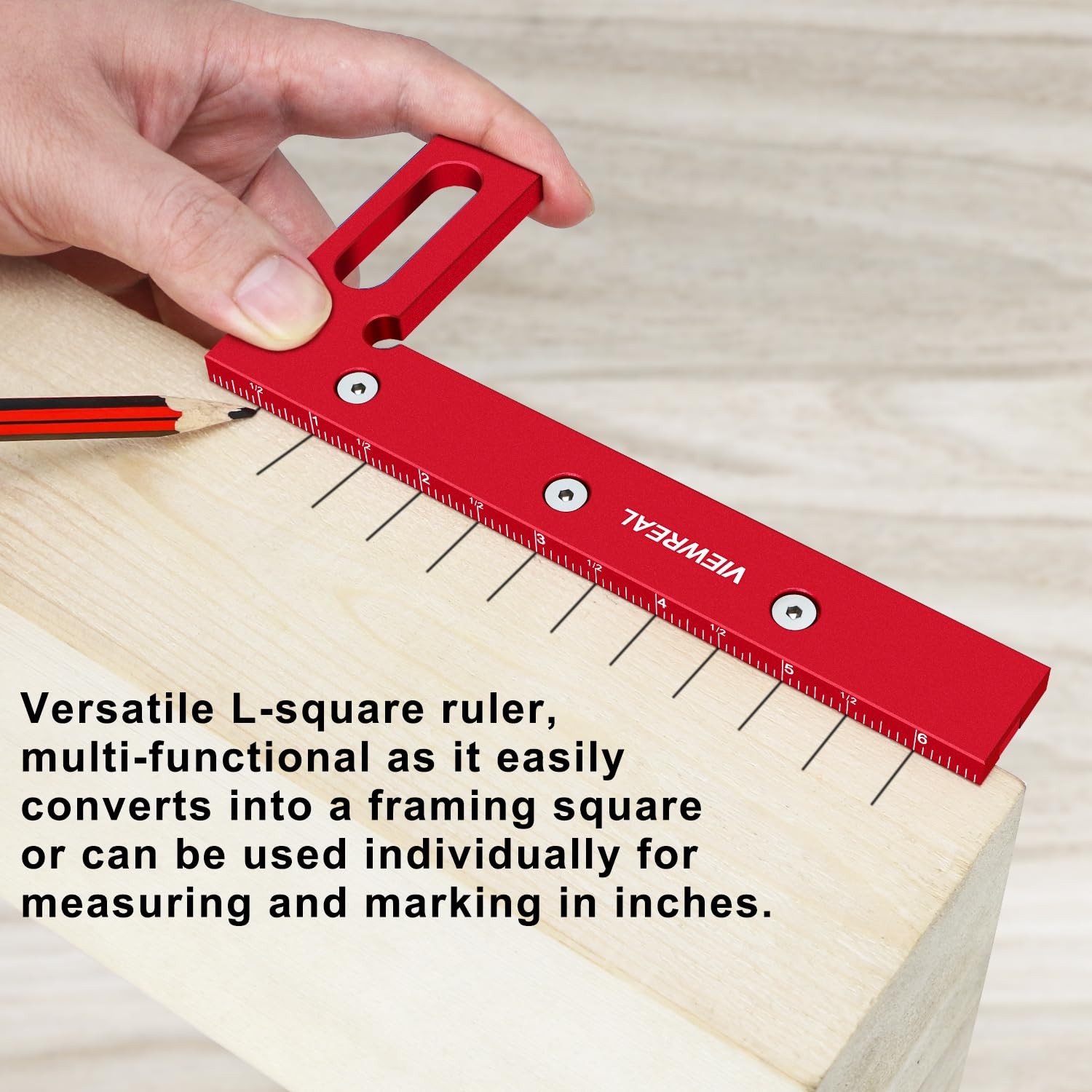 ViewReal Large Carpenter Square 6.5''x5.79''Protractor Ruler with 3D MultiAng...
