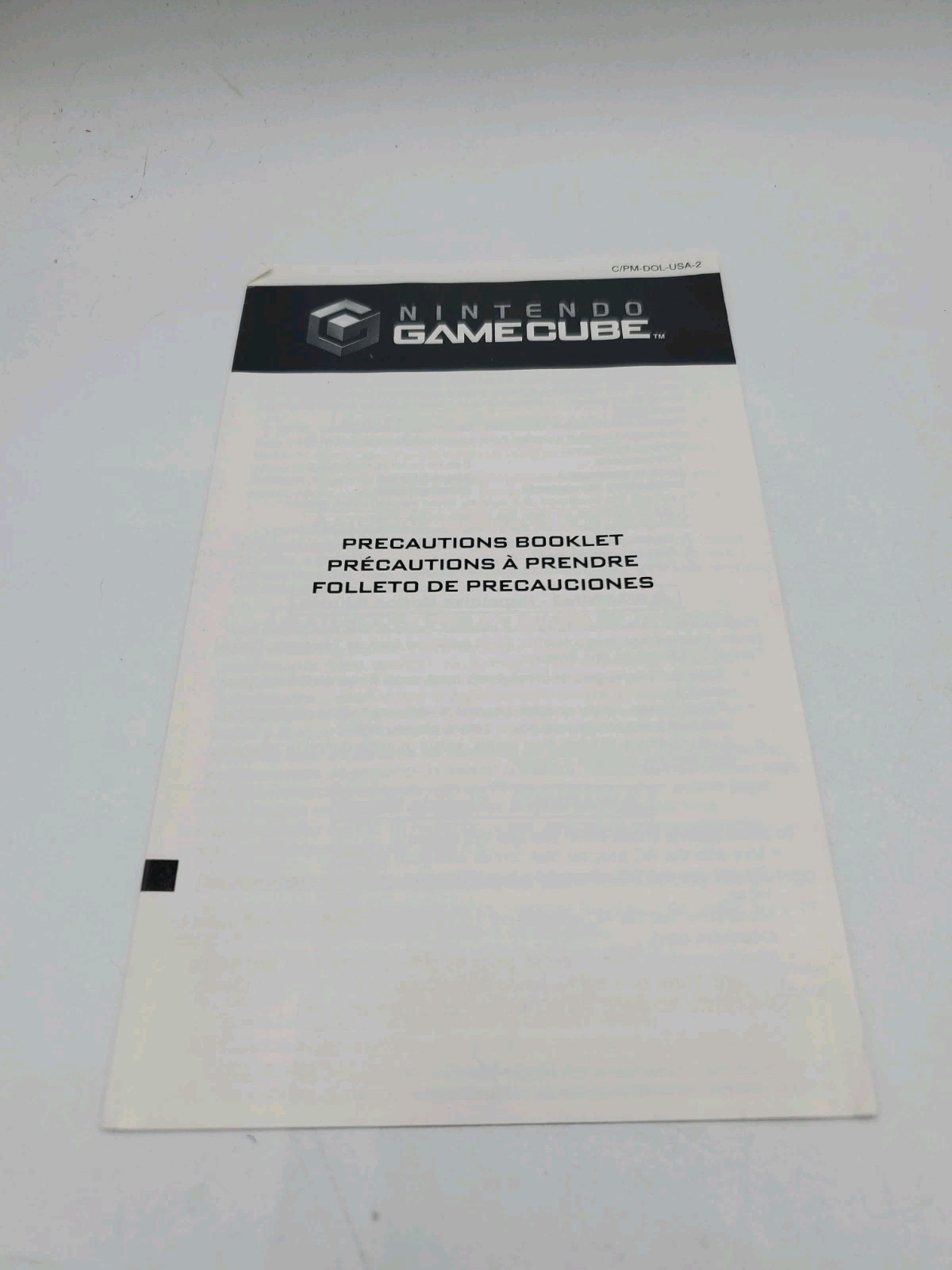 Nintendo Gamecube Precautions booklet Nintendo Gamecube Manual Only