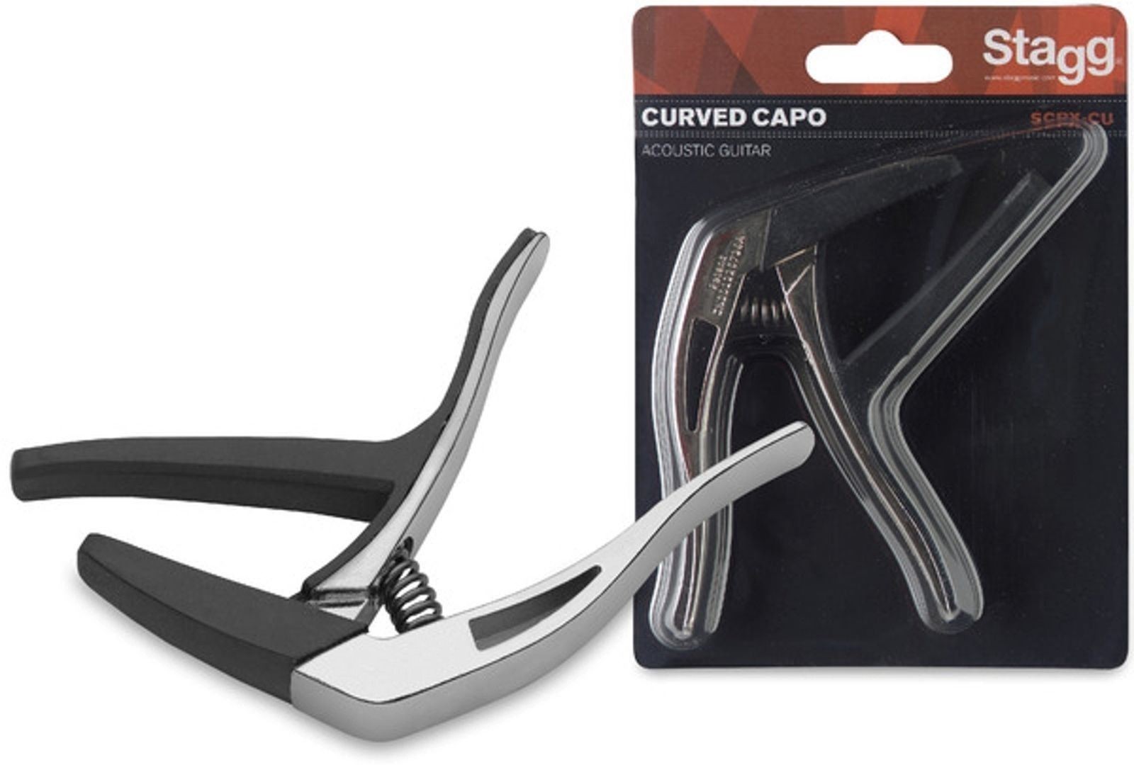 Stagg SCPX-CU/CR Chrome Curved Trigger Clamp Style Spring Steel Guitar Capo