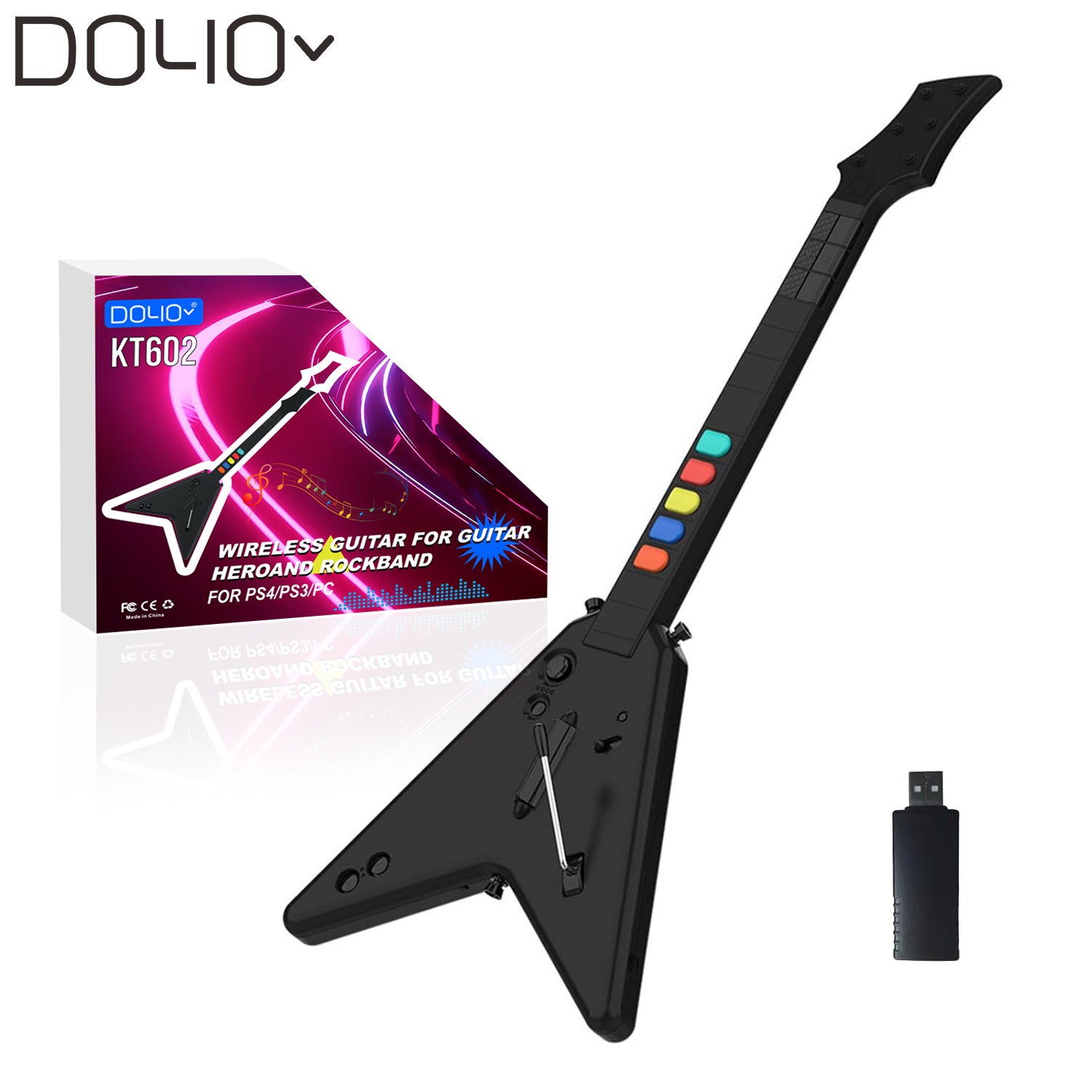 DOYO KT602 Wireless Guitar Controller for Guitar Hero Rock Band Games P4 P3 PC
