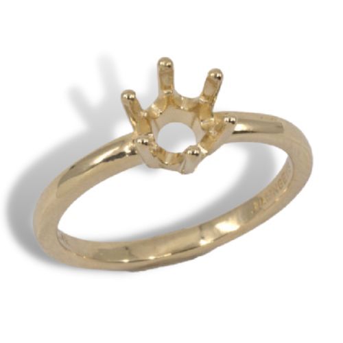 (4mm - 6.5mm) Round 6-Prong Sterling .925 Ring Setting (Ring Size 5,6,7, 8 )