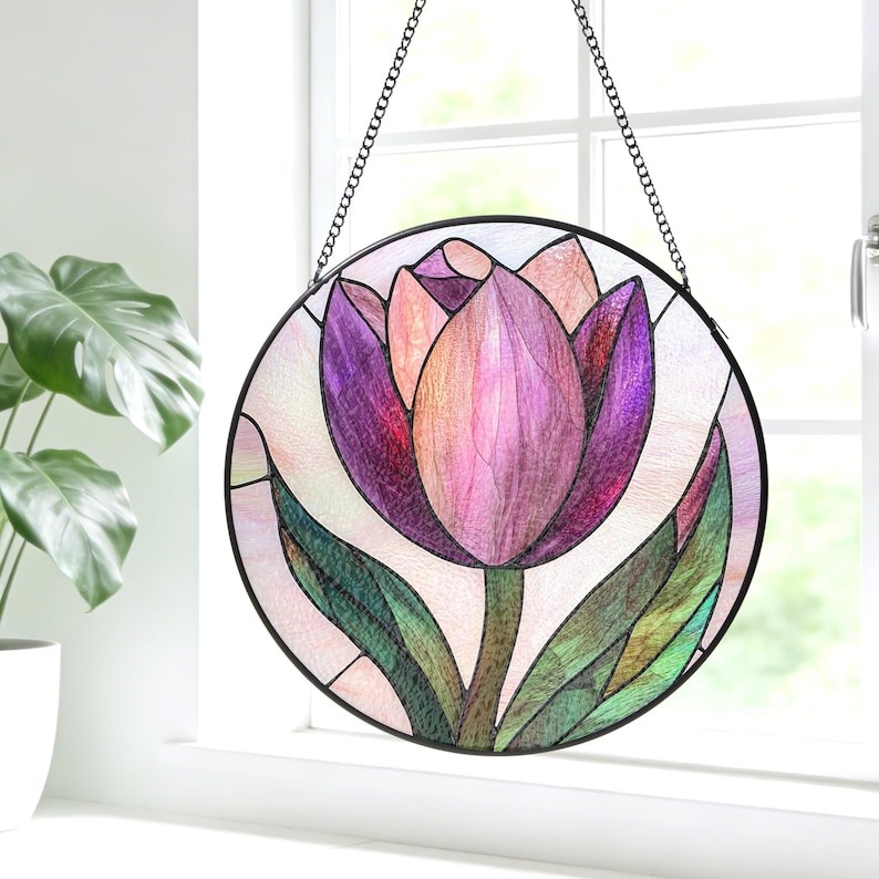 Stained Glass Tulips Suncatcher