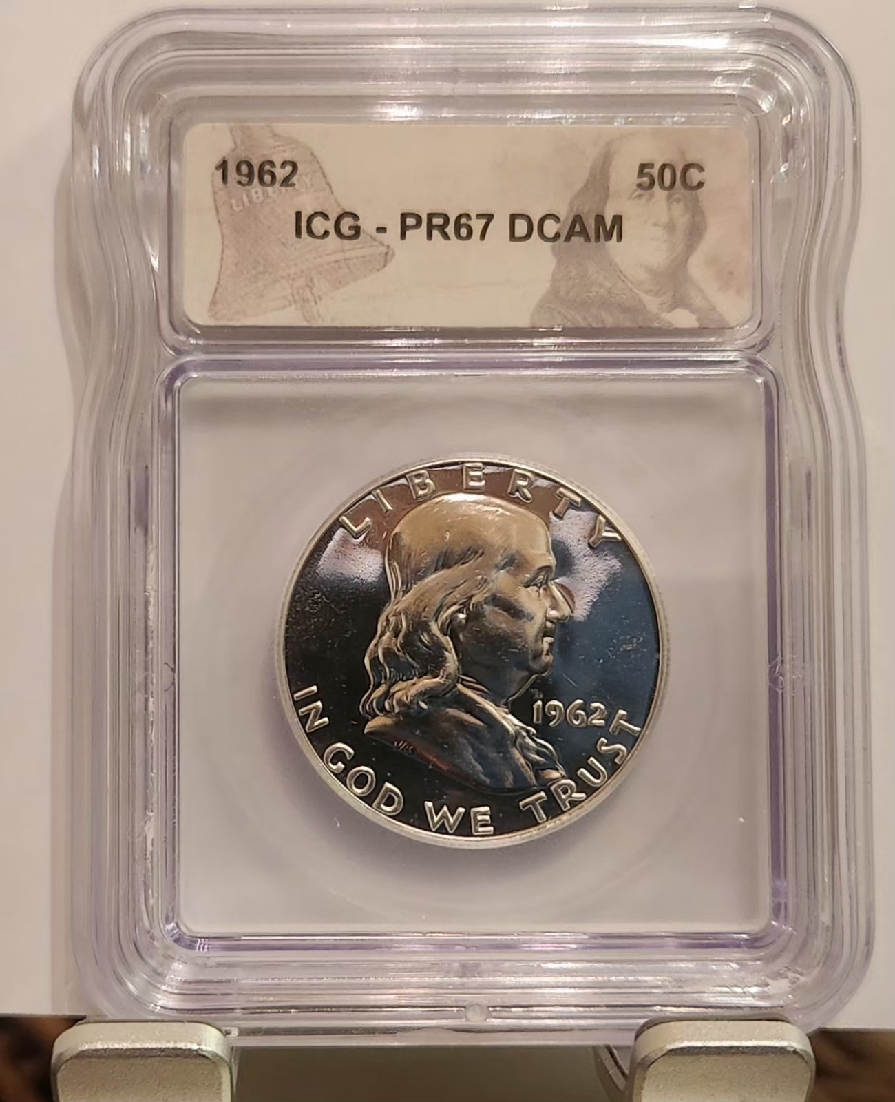 1962 PROOF FRANKLIN HALF DOLLAR ICG PR67 DCAM, SOLID CAMEOS, NO SPOTS OR HAZE