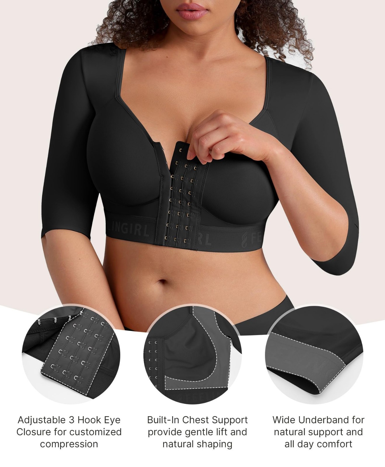 Arm Compression Sleeve for Women - Upper Arm Shaper, Post-Surgery Support Bra
